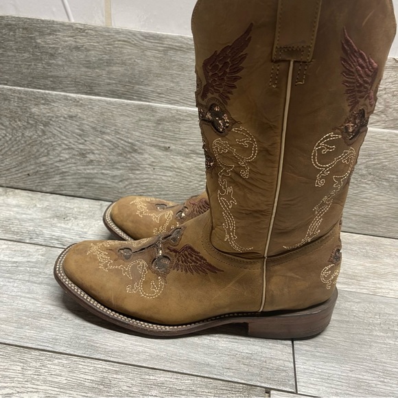 EUC RockinLeather Womens Brown Square Toe Western Boot 10B - Picture 4 of 13